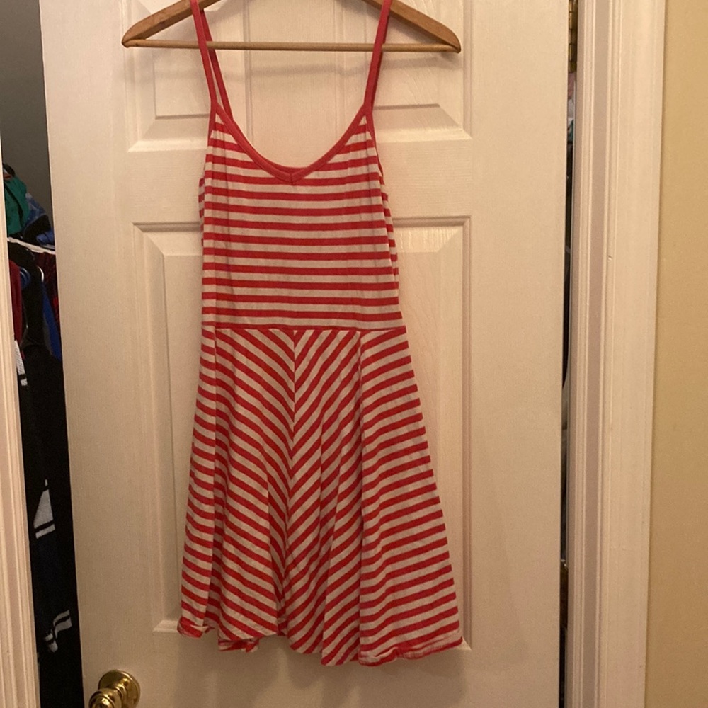 So size large pink and white stripe dress